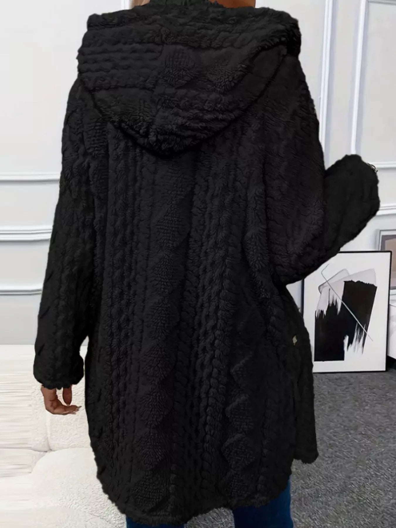 Full Size Button-Down Hooded Outerwear Plus Size