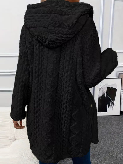 Full Size Button-Down Hooded Outerwear Plus Size