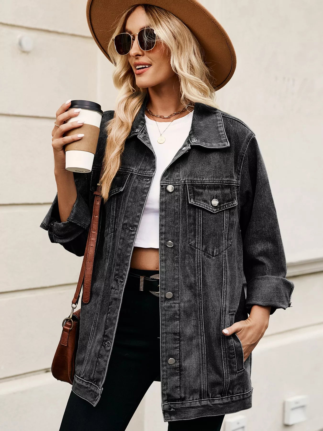 Button Up Long Sleeve Denim Jacket
