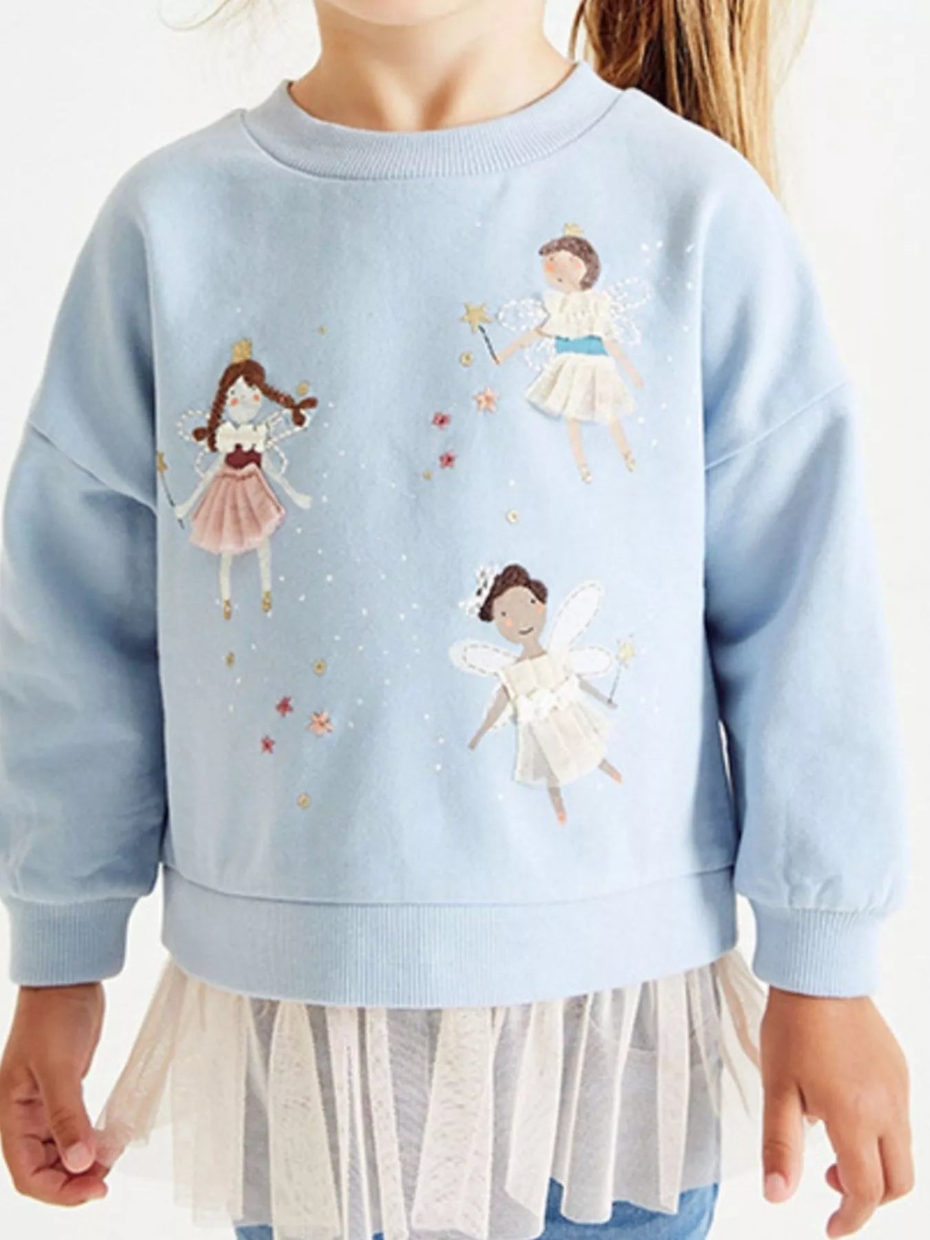 Children's Fairy Crew Neck Sweatshirt Light Blue