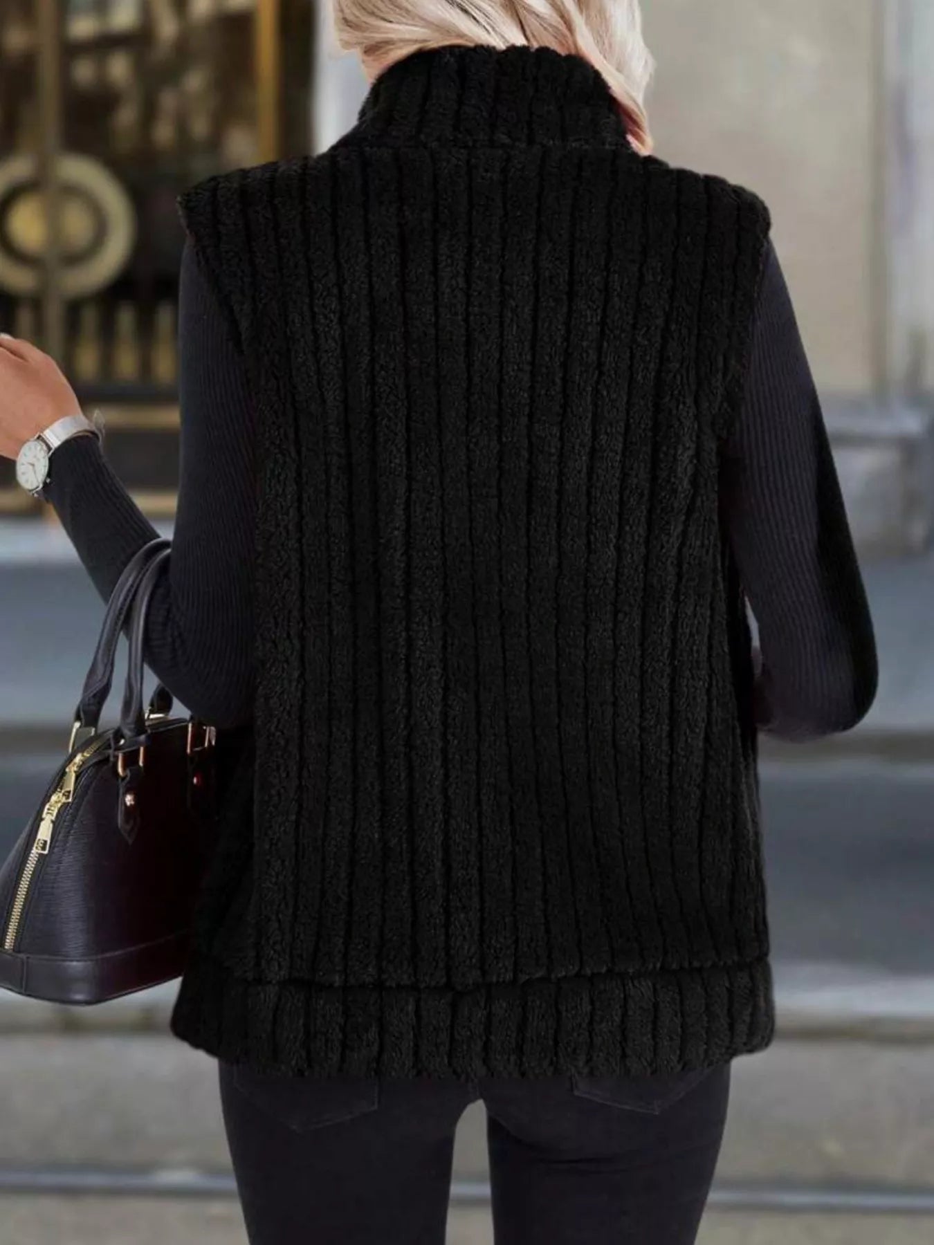 Full Size Fleece Zip-Up Vest Coat Plus Size