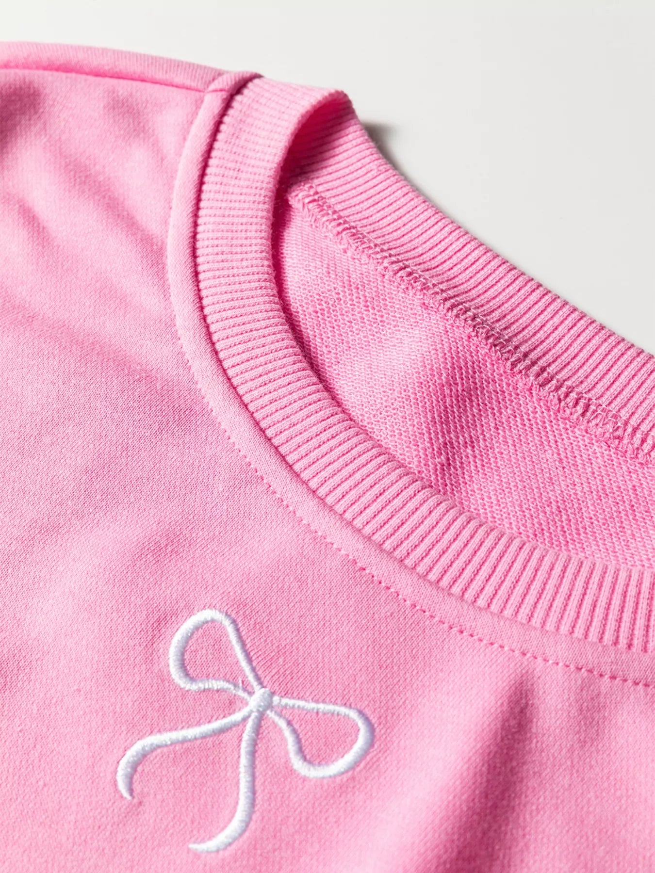 Bow Embroidered Sweatshirt and Shorts Set