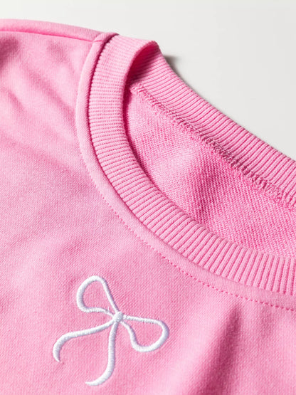 Bow Embroidered Sweatshirt and Shorts Set