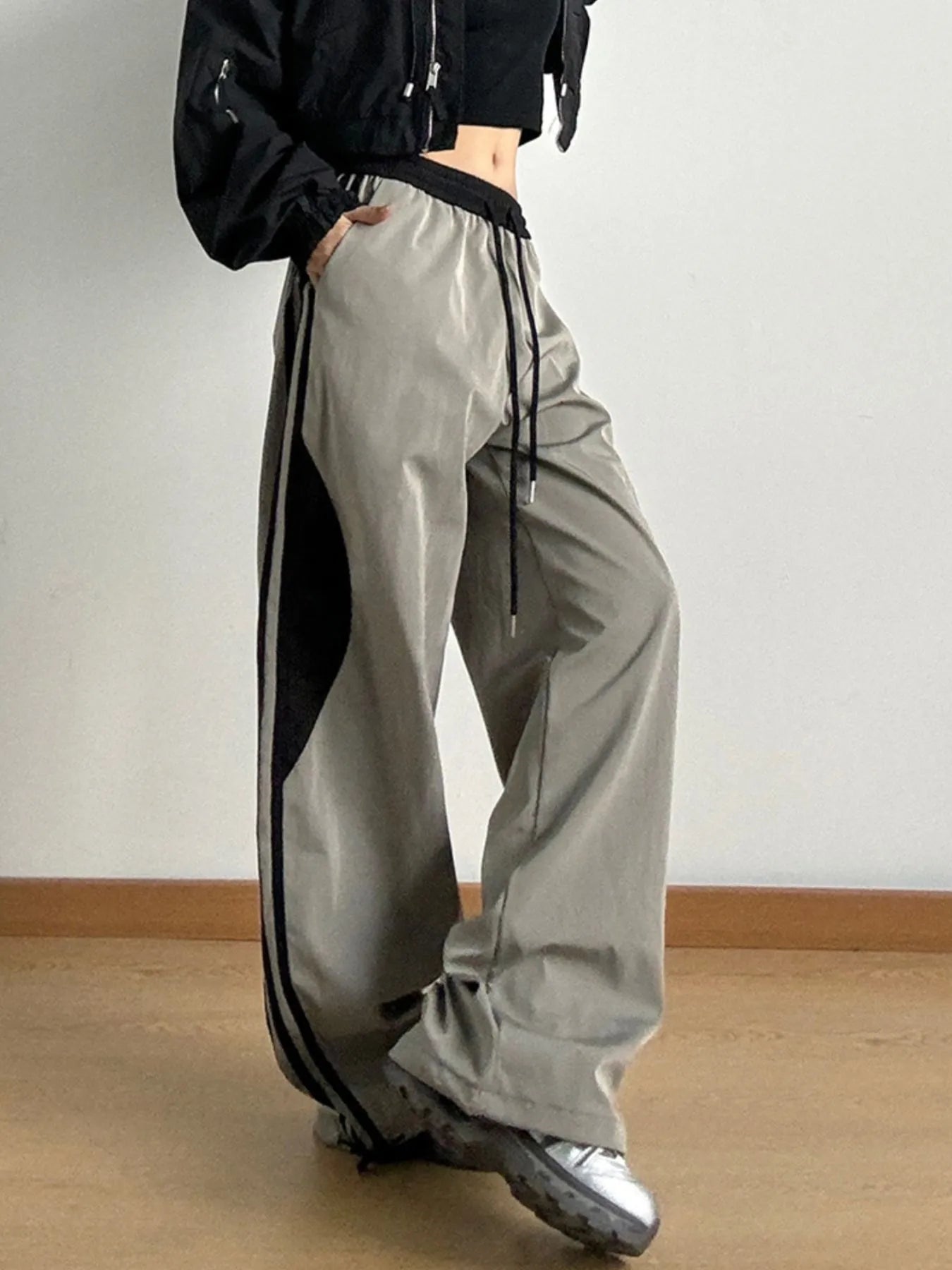 Striped Wide Leg Drawstring Pants