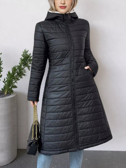 Zip Up Quilted Hooded Puffer Coat