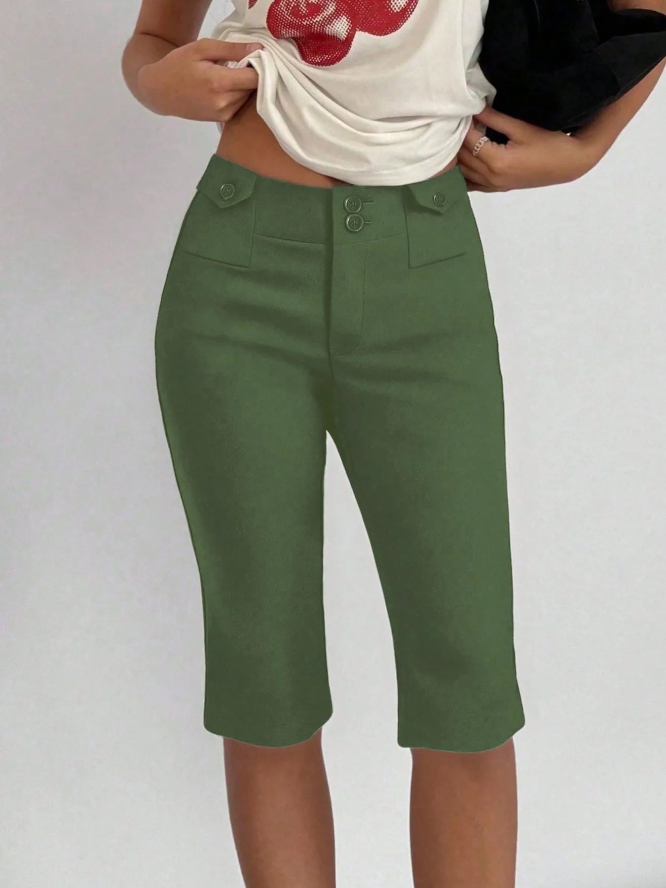 High-Waisted Shorts Matcha Green