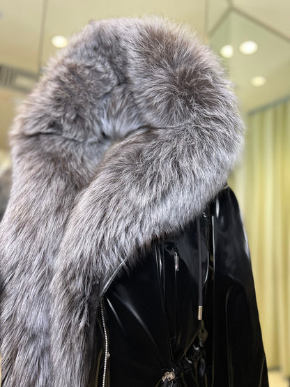 Genuine Silver Fox Fully Lined Hood Rabbit Insulated Parka