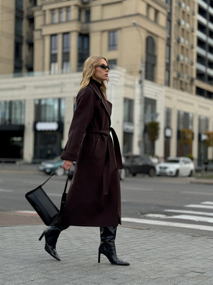 Emily Classic Wool Blend Overcoat in Rich Chocolate