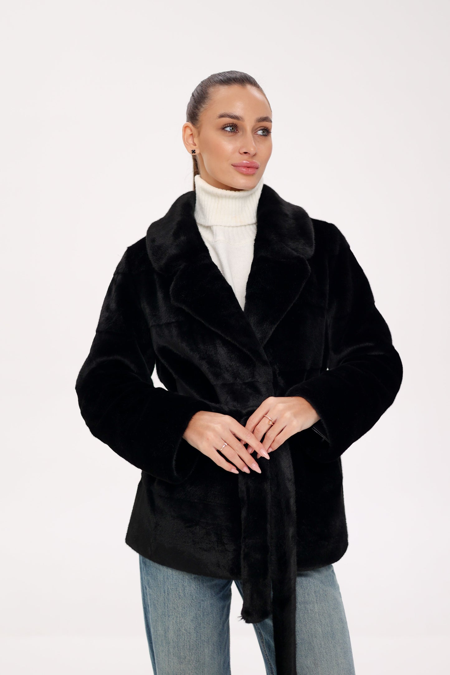 Faux Mink Effect Fur Coat