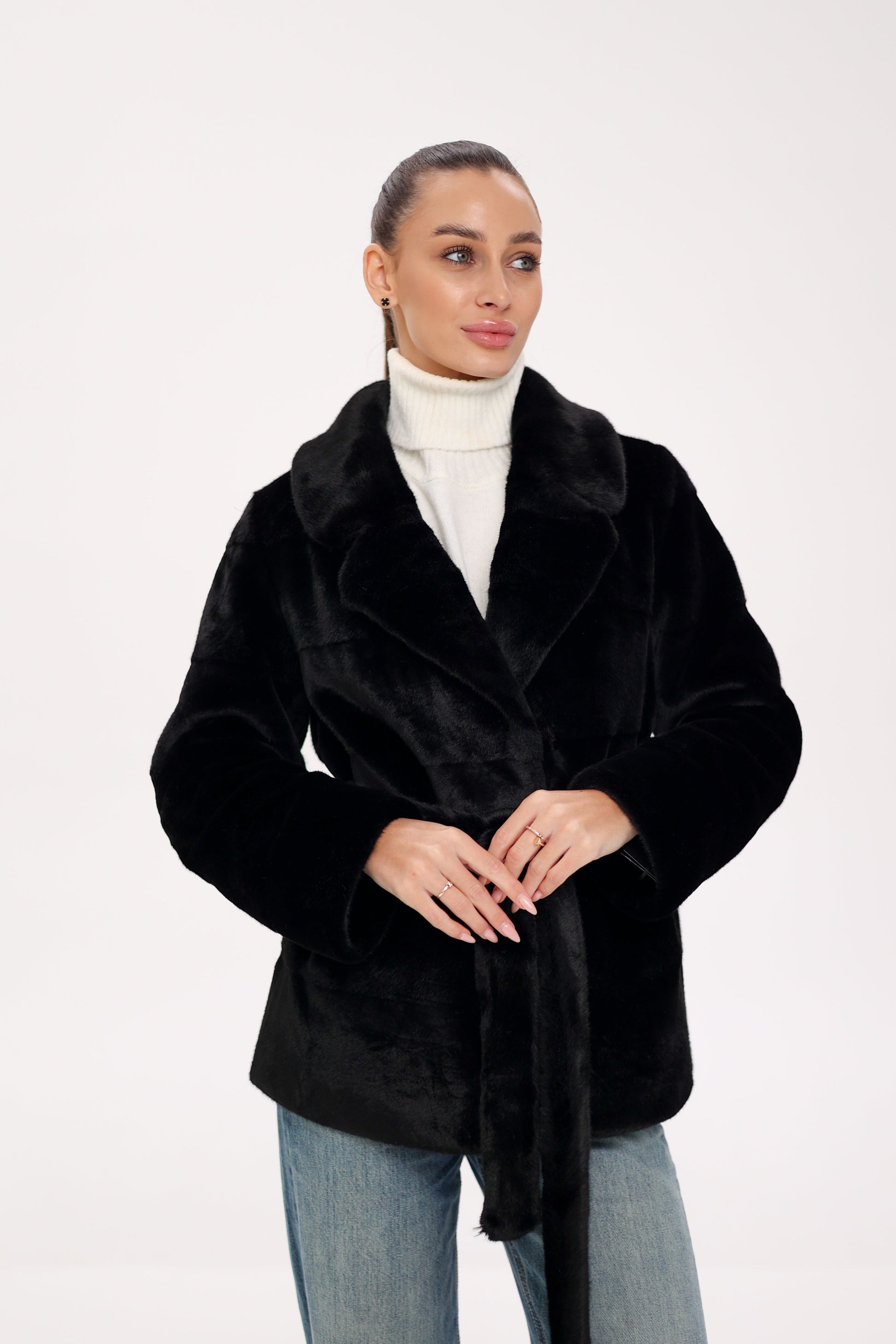 Faux Mink Effect Fur Coat