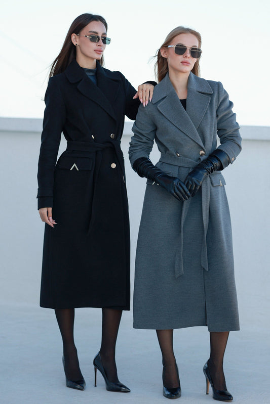 Alaska Classic Cashmere Blend Overcoat in Black Black