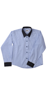 Long Sleeve Blouse With Collar Blue 5