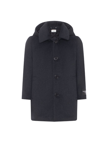 Long Wool Blend Coat Charcoal