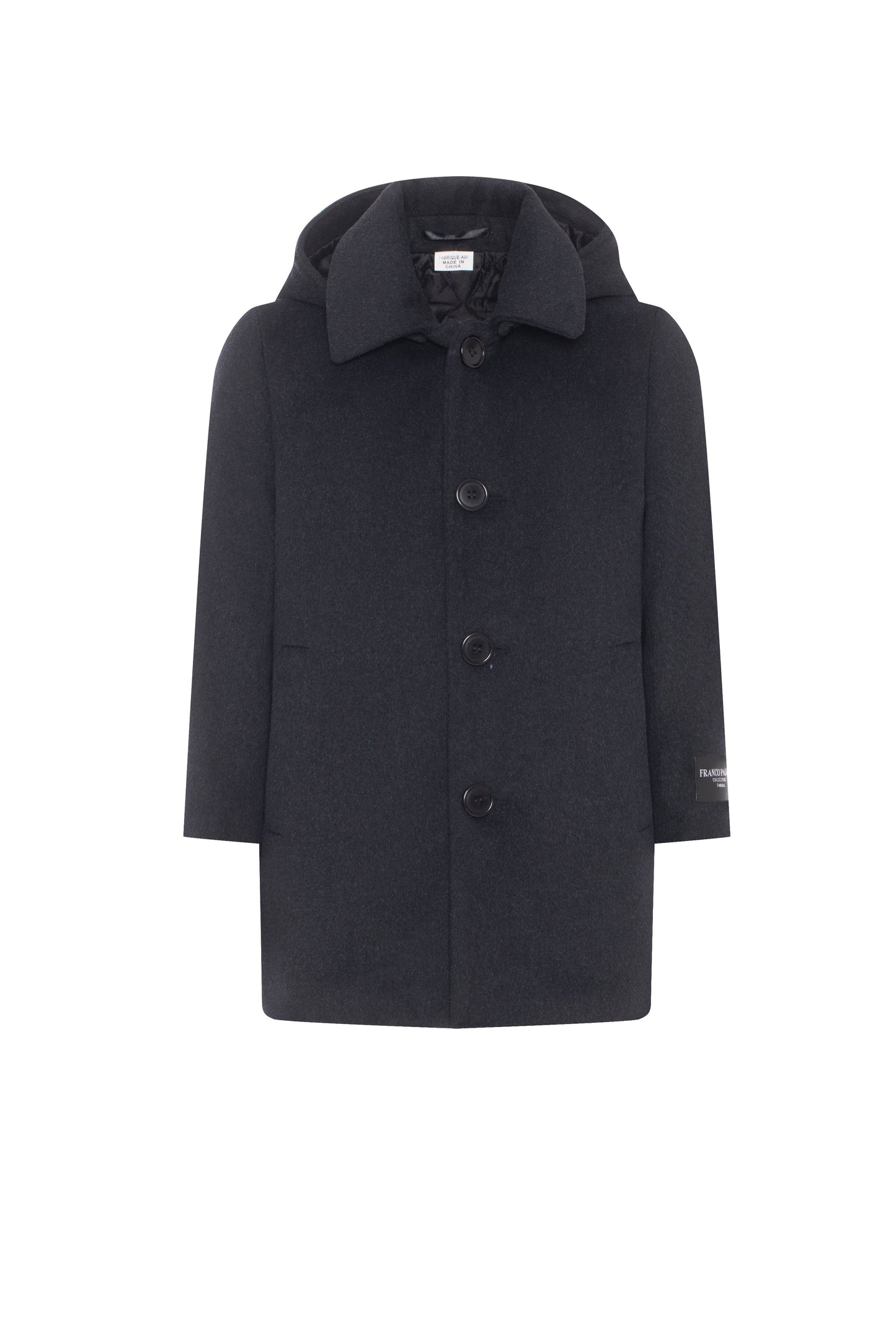 Long Wool Blend Coat Charcoal