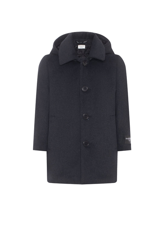 Long Wool Blend Coat Charcoal