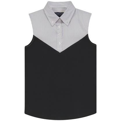 Sleeveless Stripe Shirt White Grey