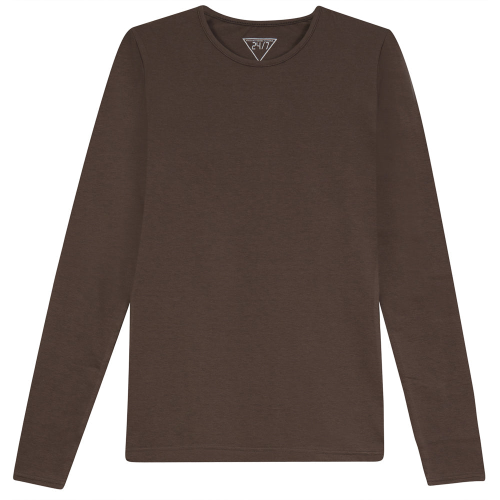 Long Sleeves Crewneck T-Shirt Coffee