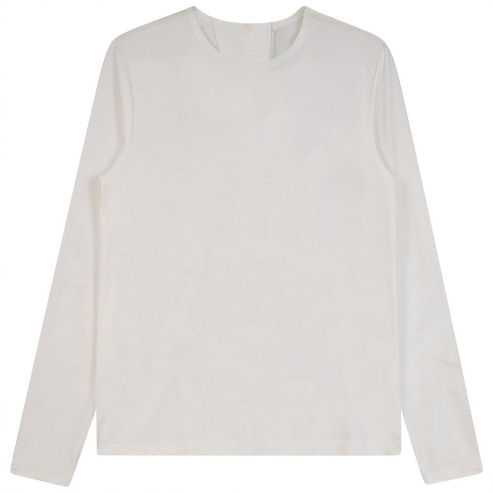 Long Sleeves T-Shirt With Button Off White