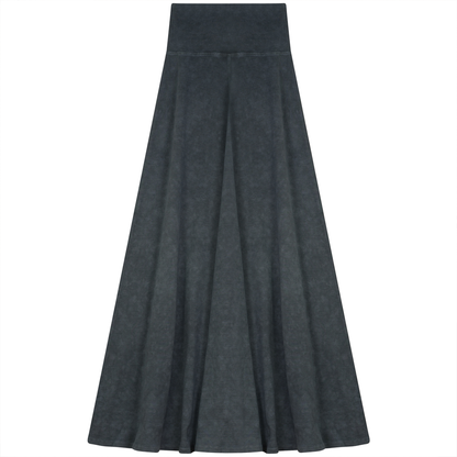 Rib Long Skirt Dark Grey Wash