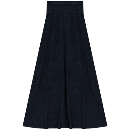 Rib Long Skirt Denim Wash