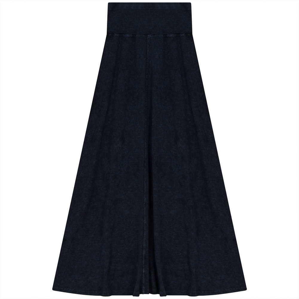 Rib Long Skirt Denim Wash