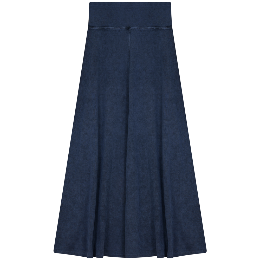 Rib Long Skirt Light Denim Wash