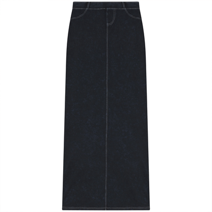Wash Pull On Skirt 39" Dark Denim Wash
