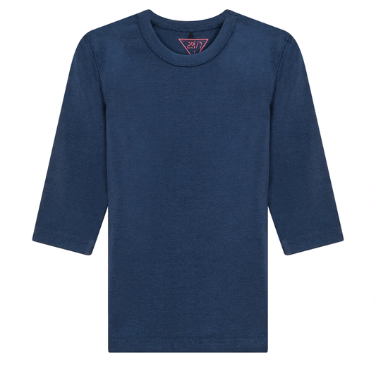 Ribbed 3/4 Sleeves T-Shirt Dark Denim
