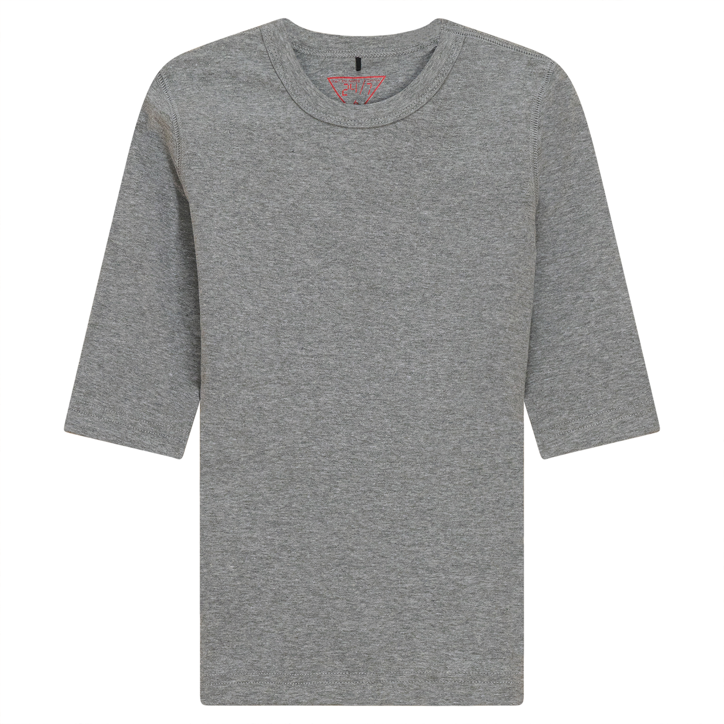 Ribbed 3/4 Sleeves T-Shirt Grey Mix