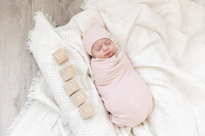 Bebe Bella Ribbed Blanket & Hat Set