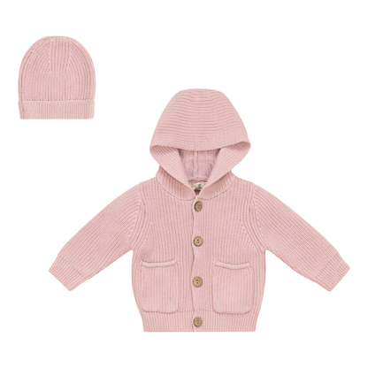 Hoodie Knit Jacket With Hat Petal