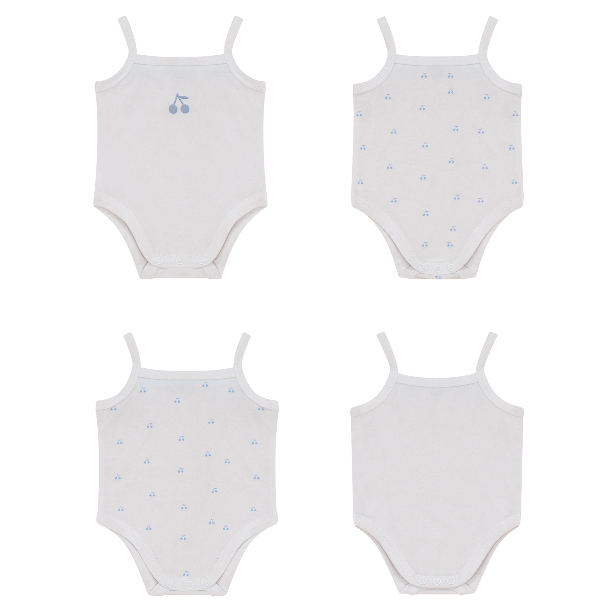 Cherry Print Onesie Set White Blue