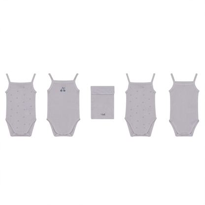 Pointelle Undershirt With Cherry Print White Blue