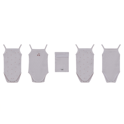 Pointelle Undershirt With Cherry Print White Mauve