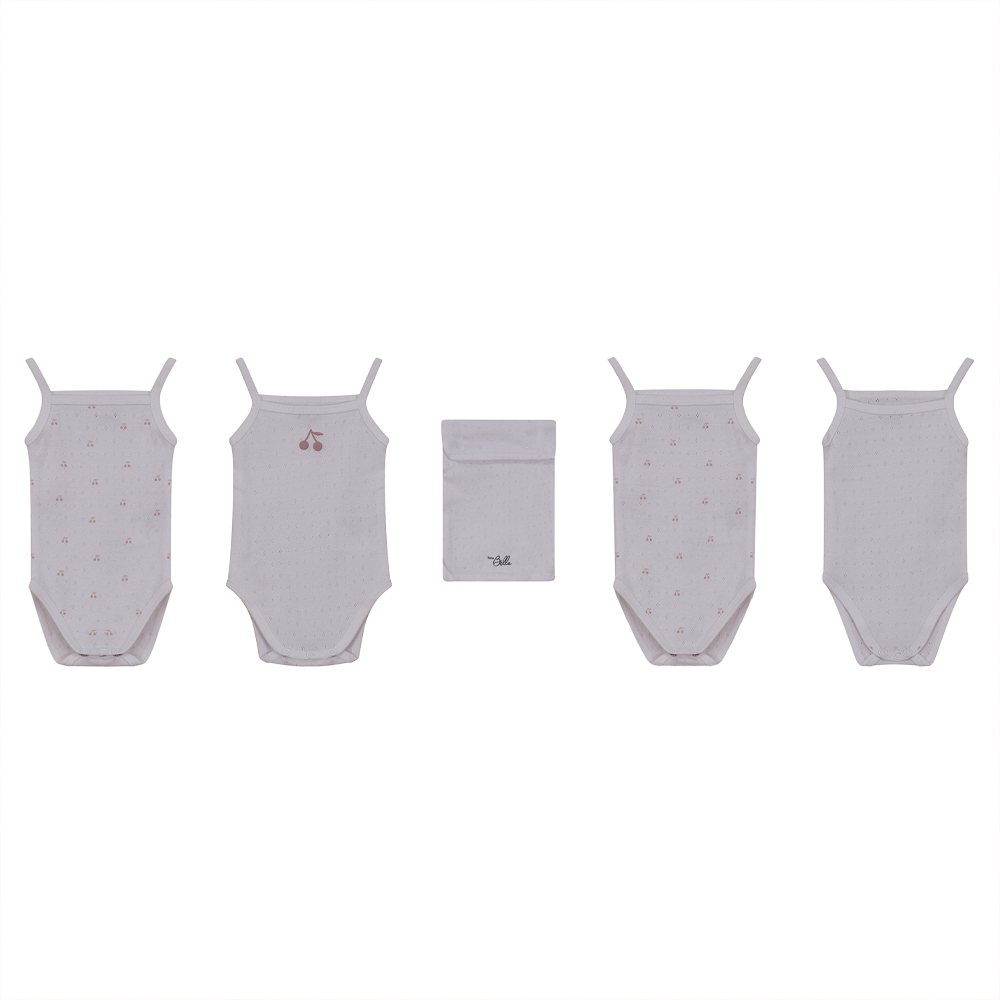 Pointelle Undershirt With Cherry Print White Mauve