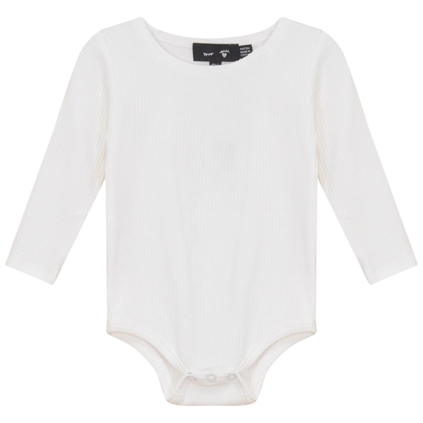 Pointelle Long Sleeve Rib Onesie White