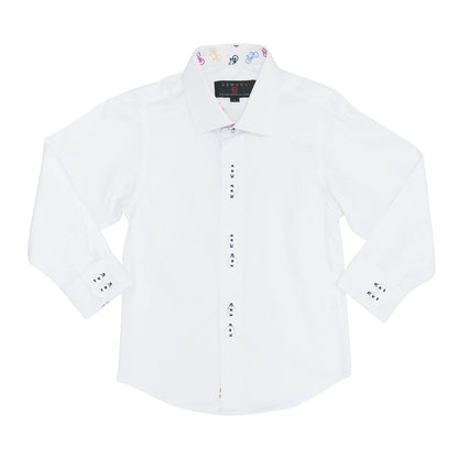 Long Sleeve Contrast Dress Shirt White