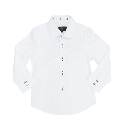 Long Sleeve Contrast Dress Shirt White