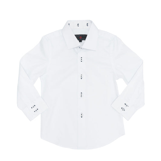 Long Sleeve Contrast Dress Shirt White