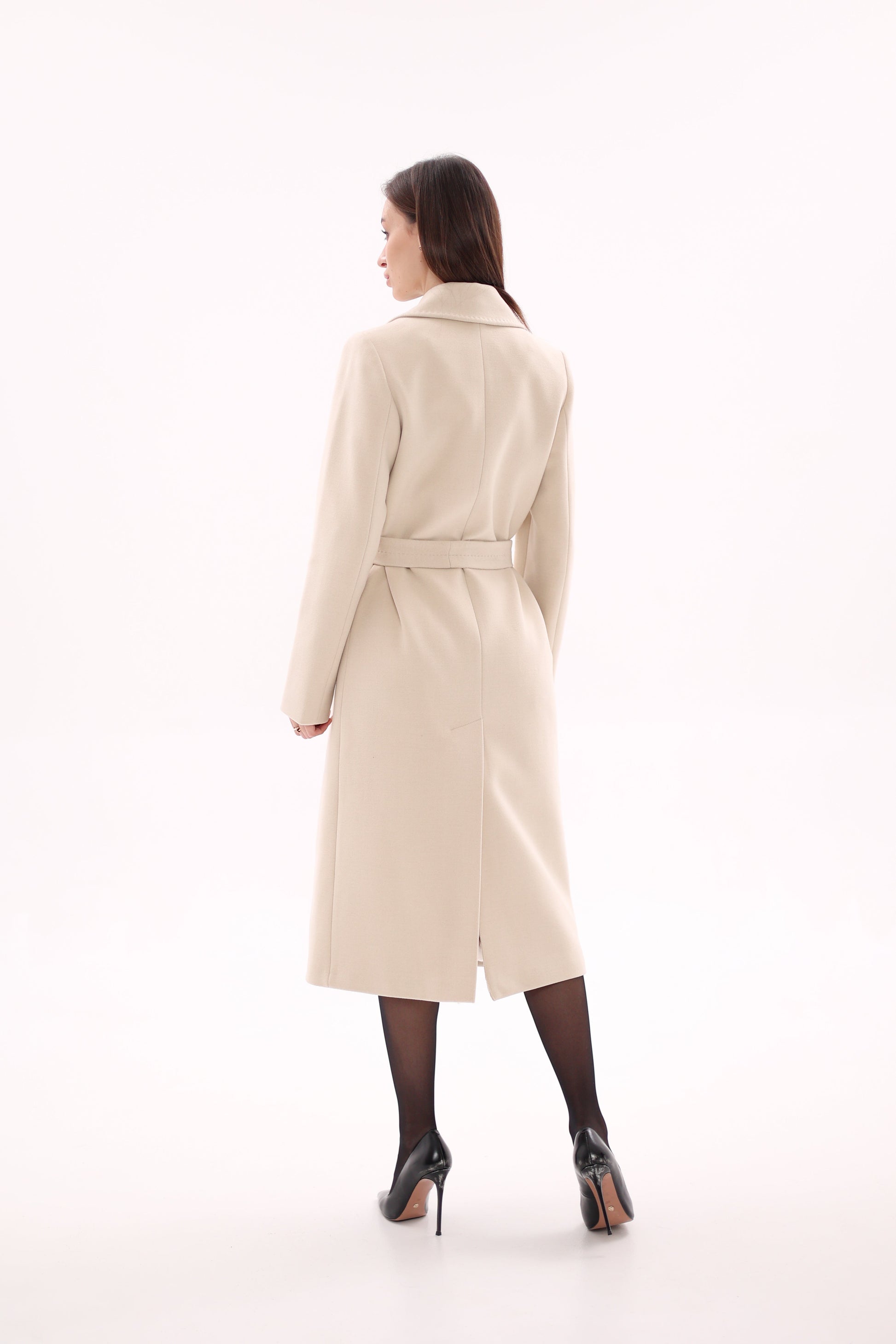 Denise Cashmere Blend Overcoat in Nude