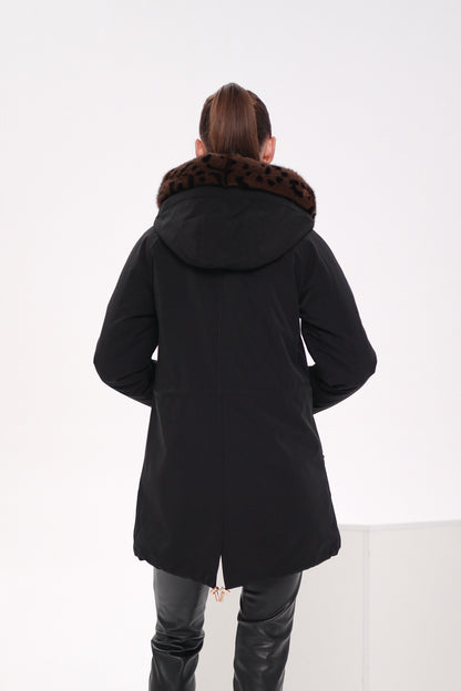 Genuine Scandinavian Mink Fur Parka with Rabbit Fur Insulation