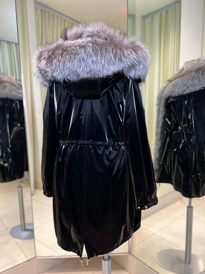 Genuine Silver Fox Fully Lined Hood Rabbit Insulated Parka