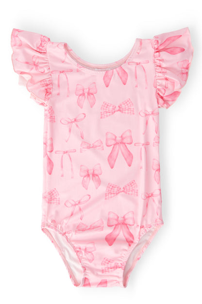 Blushing Bows S/S Flutter Sleeve Leotard