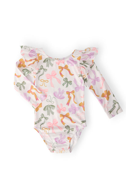 Boho Bows L/S Flutter Sleeve Leotard