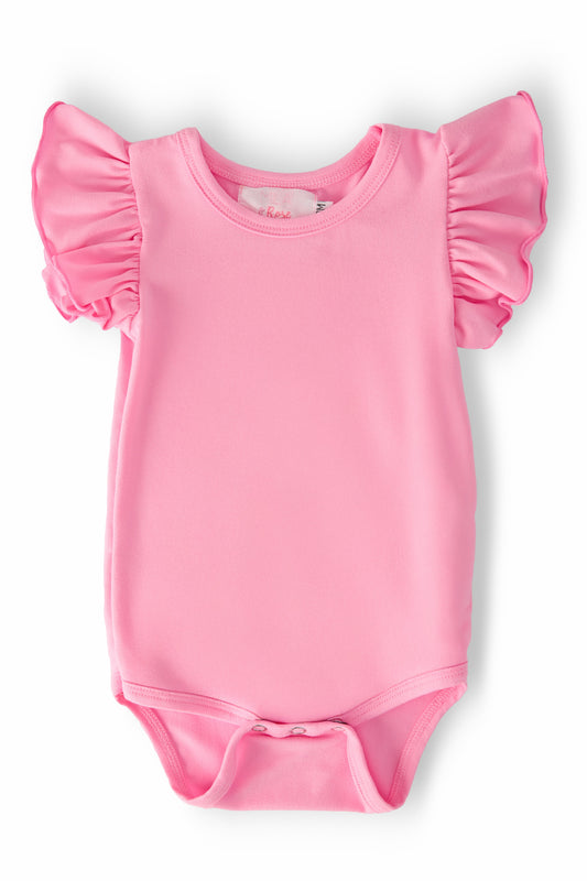 Bubblegum Pink S/S Flutter Bodysuit