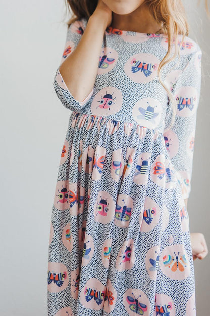 Butterfly Effect 3/4 Sleeve Pocket Twirl Dress