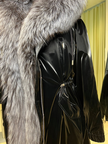 Genuine Silver Fox Fully Lined Hood Rabbit Insulated Parka