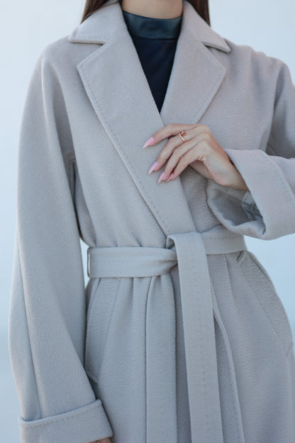 Classic Brushed Cashmere Wool Blend Overcoat in Beige