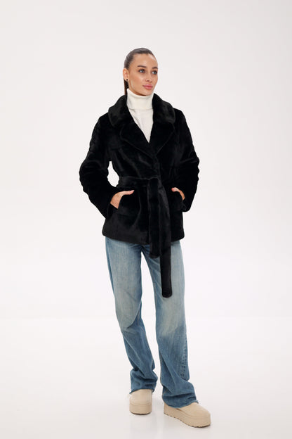 Faux Mink Effect Fur Coat