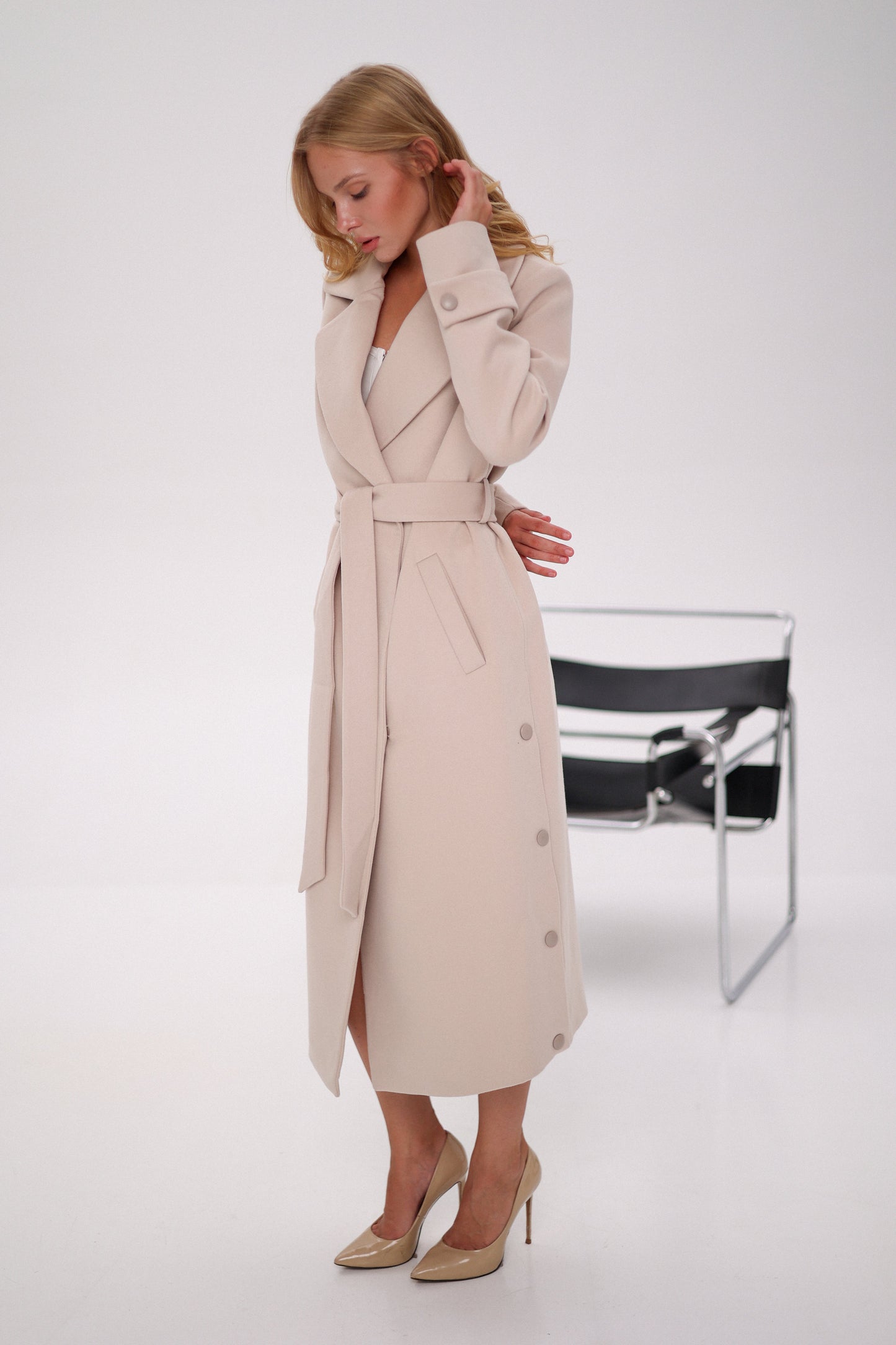 Camille Cashmere Blend Coat in Beige